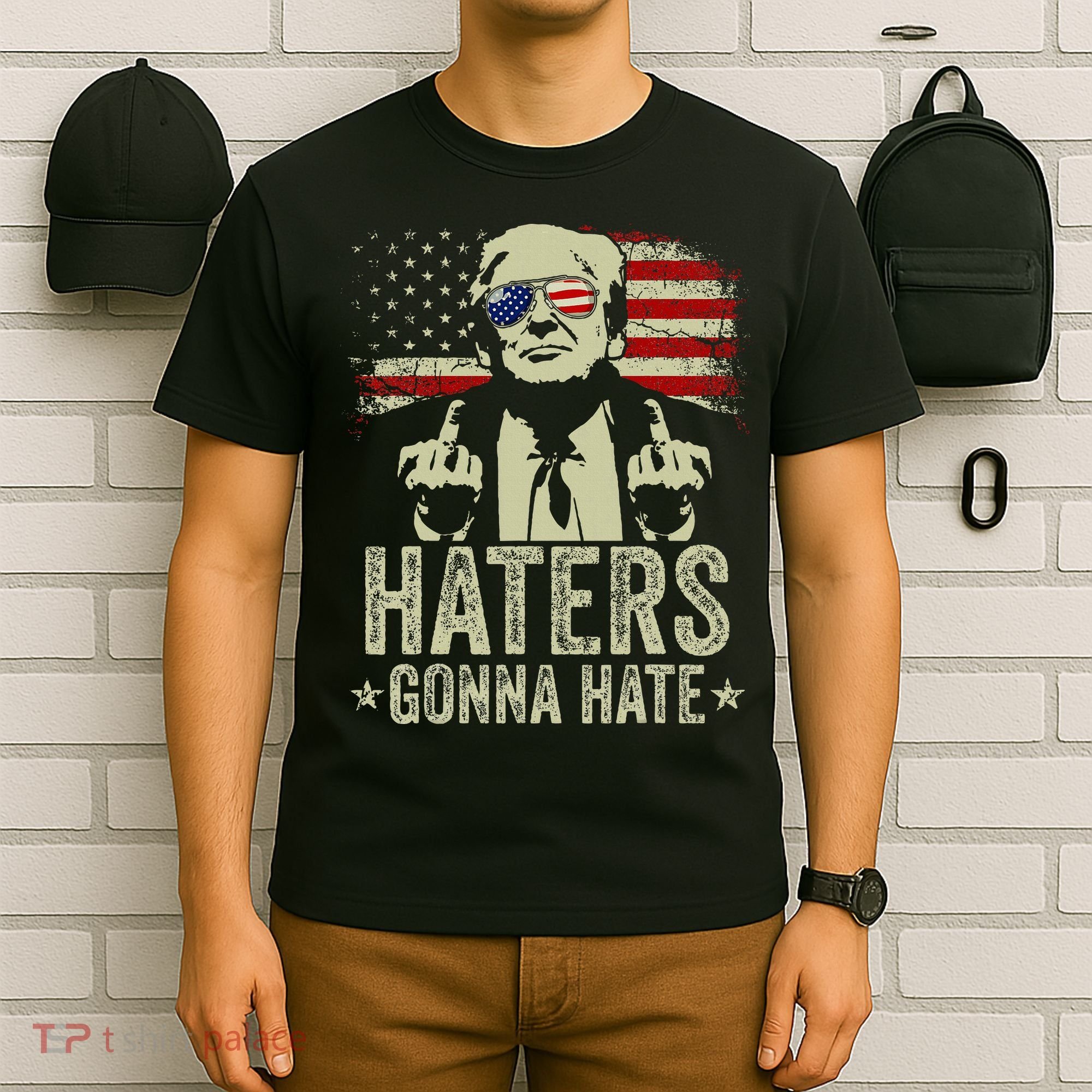 Funny Haters Gonna Hate President Donald Trump Middle Finger T-Shirt