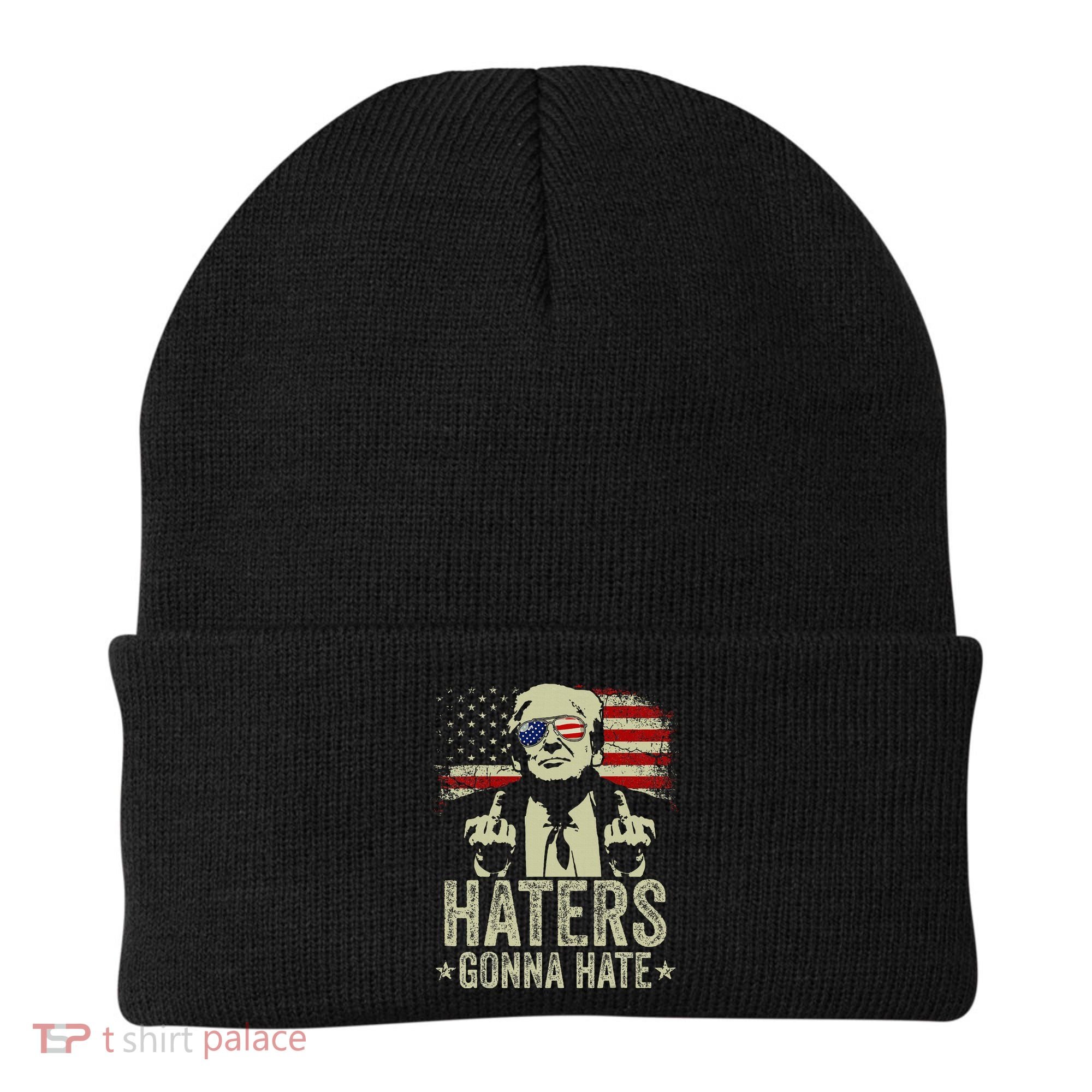 Funny Haters Gonna Hate President Donald Trump Middle Finger Beanie
