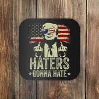 Funny Haters Gonna Hate President Donald Trump Middle Finger Coaster thumb 0