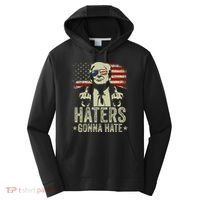 Funny Haters Gonna Hate President Donald Trump Middle Finger Performance Fleece Hoodie thumb 0