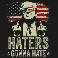 Funny Haters Gonna Hate President Donald Trump Middle Finger Performance Fleece Hoodie thumb 2
