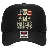 Funny Haters Gonna Hate President Donald Trump Middle Finger Hat thumb 0
