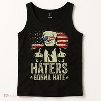Funny Haters Gonna Hate President Donald Trump Middle Finger Tank Top thumb 2