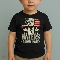 Funny Haters Gonna Hate President Donald Trump Middle Finger Toddler T-Shirt thumb 2