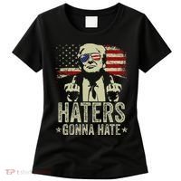Funny Haters Gonna Hate President Donald Trump Middle Finger Women's T-Shirt thumb 0