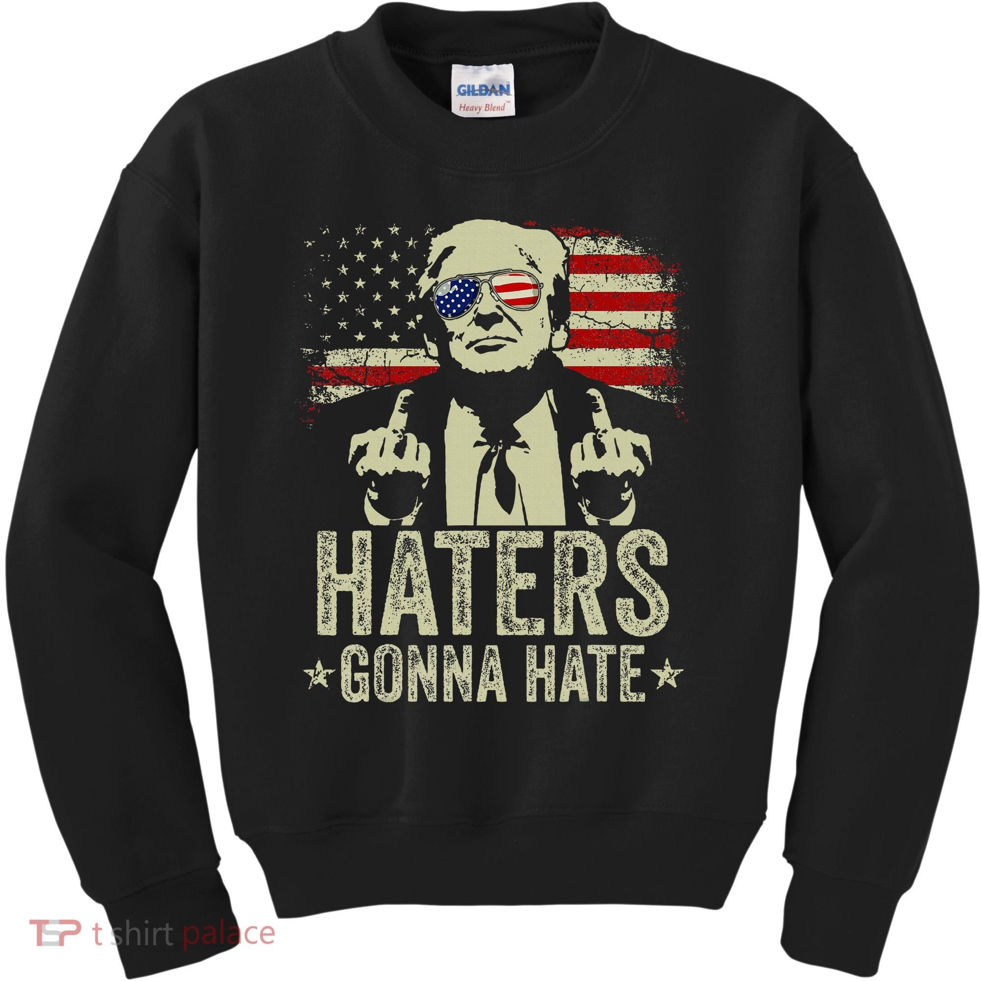 Funny Haters Gonna Hate President Donald Trump Middle Finger Kids Sweatshirt