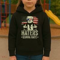 Funny Haters Gonna Hate President Donald Trump Middle Finger Kids Hoodie thumb 3
