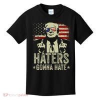Funny Haters Gonna Hate President Donald Trump Middle Finger Kids T-Shirt thumb 0