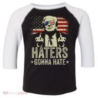Funny Haters Gonna Hate President Donald Trump Middle Finger Toddler Fine Jersey T-Shirt thumb 0