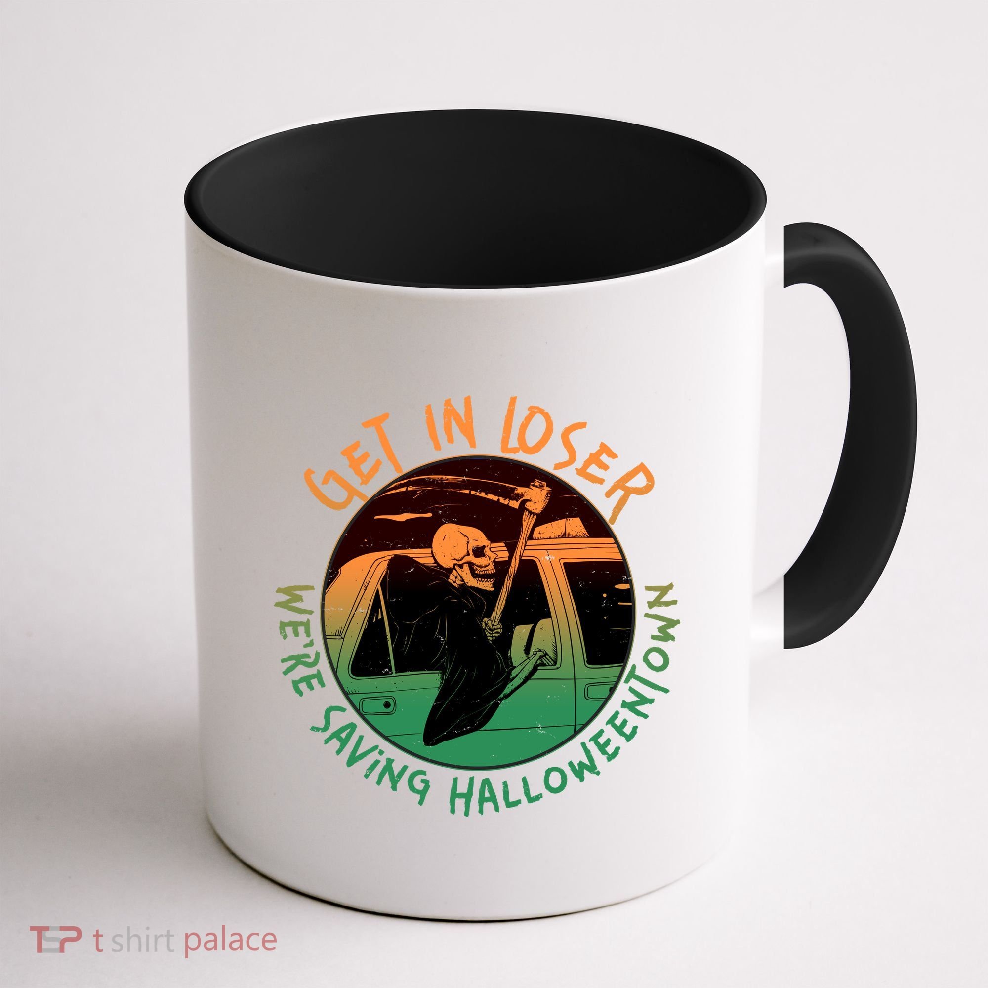 Funny Halloween Get In Loser We're Saving Halloweentown Grim Reaper Skeleton Coffee Mug