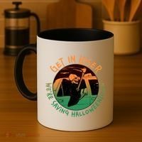 Funny Halloween Get In Loser We're Saving Halloweentown Grim Reaper Skeleton Coffee Mug thumb 4