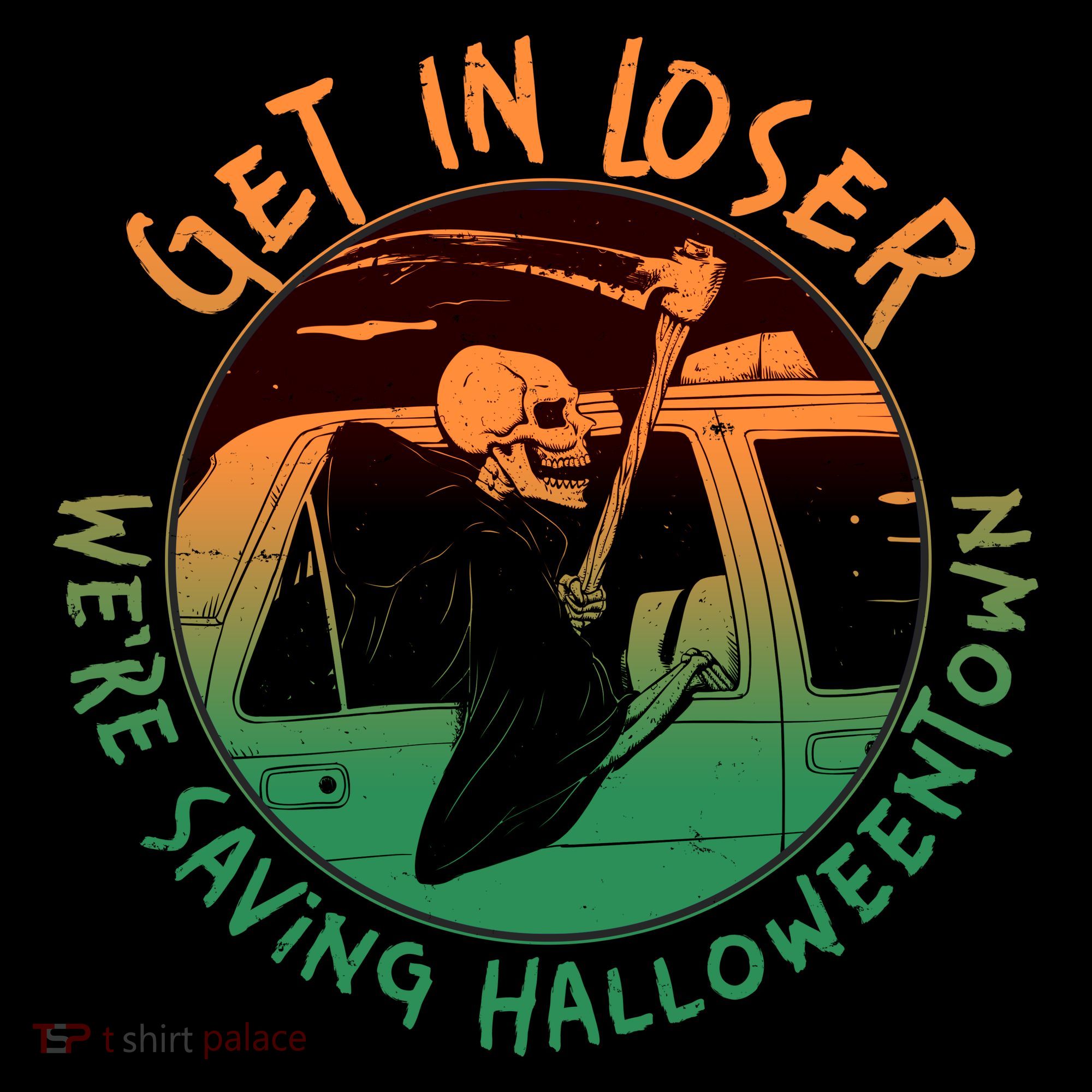 Funny Halloween Get In Loser We're Saving Halloweentown Grim Reaper Skeleton Coffee Mug