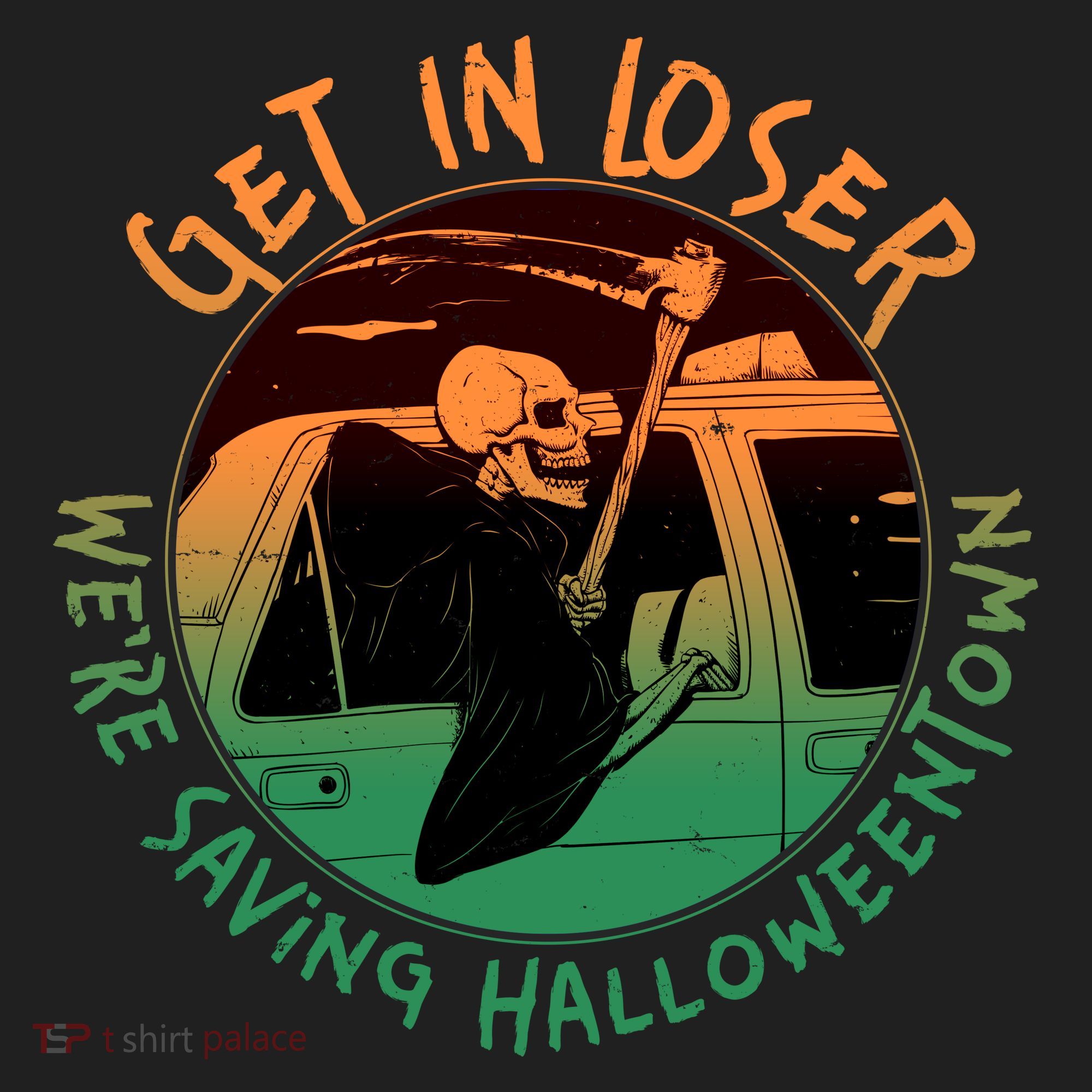 Funny Halloween Get In Loser We're Saving Halloweentown Grim Reaper Skeleton Beanie