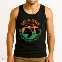 Funny Halloween Get In Loser We're Saving Halloweentown Grim Reaper Skeleton Tank Top thumb 3