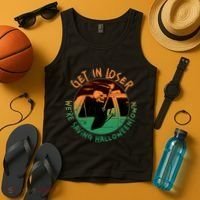 Funny Halloween Get In Loser We're Saving Halloweentown Grim Reaper Skeleton Tank Top thumb 4