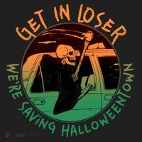 Funny Halloween Get In Loser We're Saving Halloweentown Grim Reaper Skeleton Golf Towel thumb 3