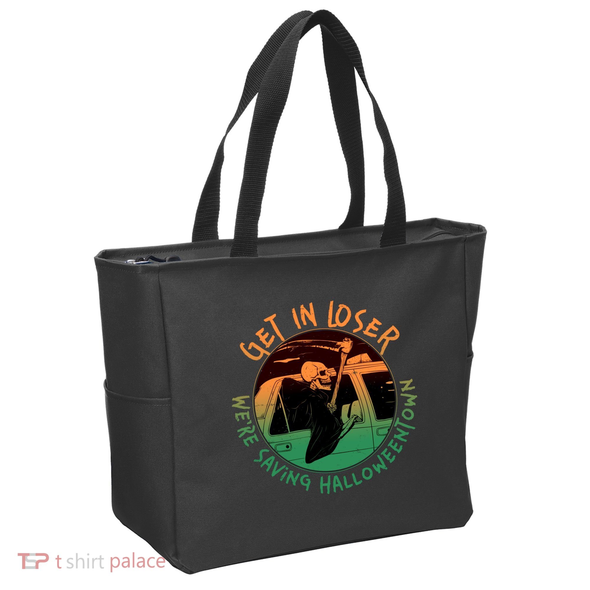 Funny Halloween Get In Loser We're Saving Halloweentown Grim Reaper Skeleton Tote Bag