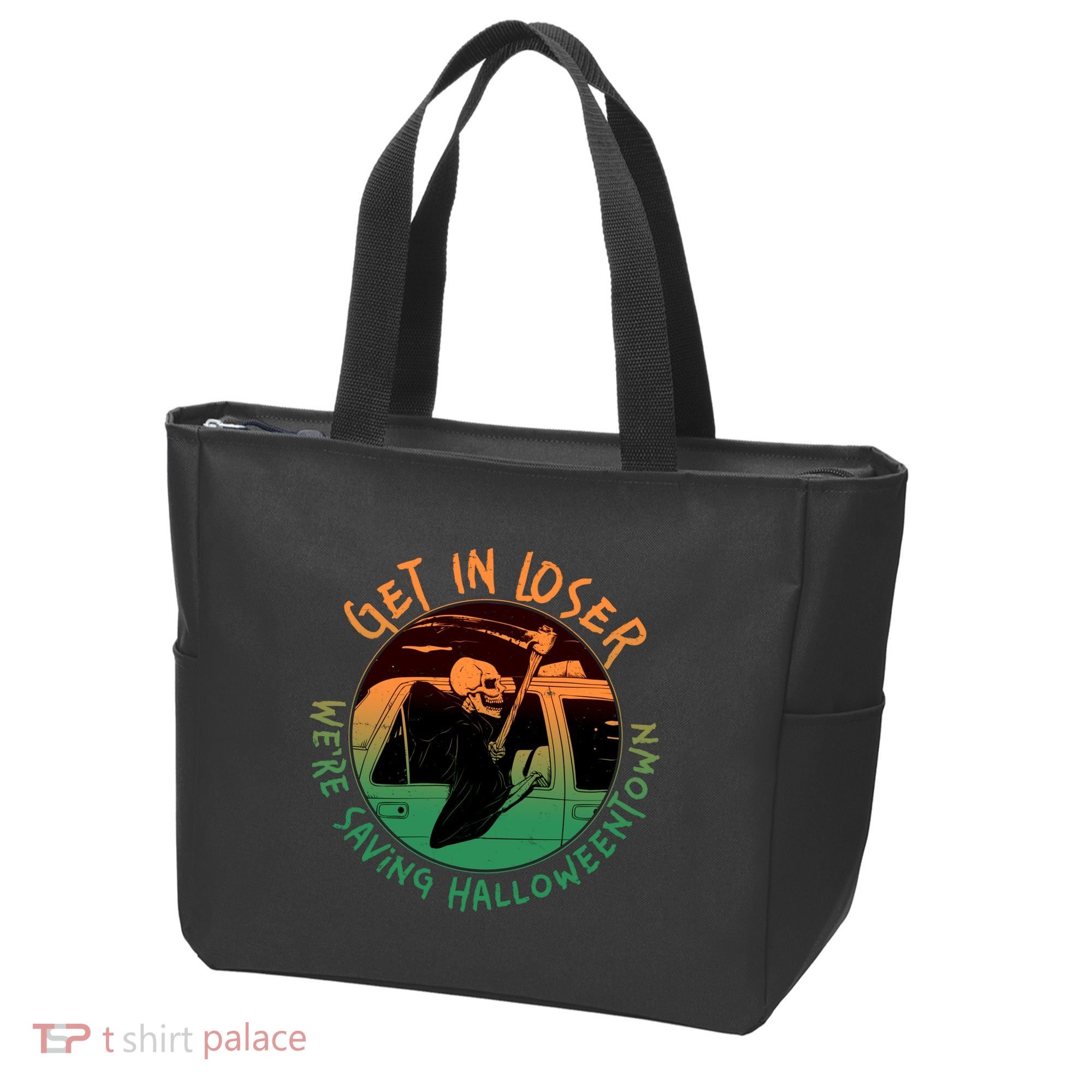 Funny Halloween Get In Loser We're Saving Halloweentown Grim Reaper Skeleton Tote Bag