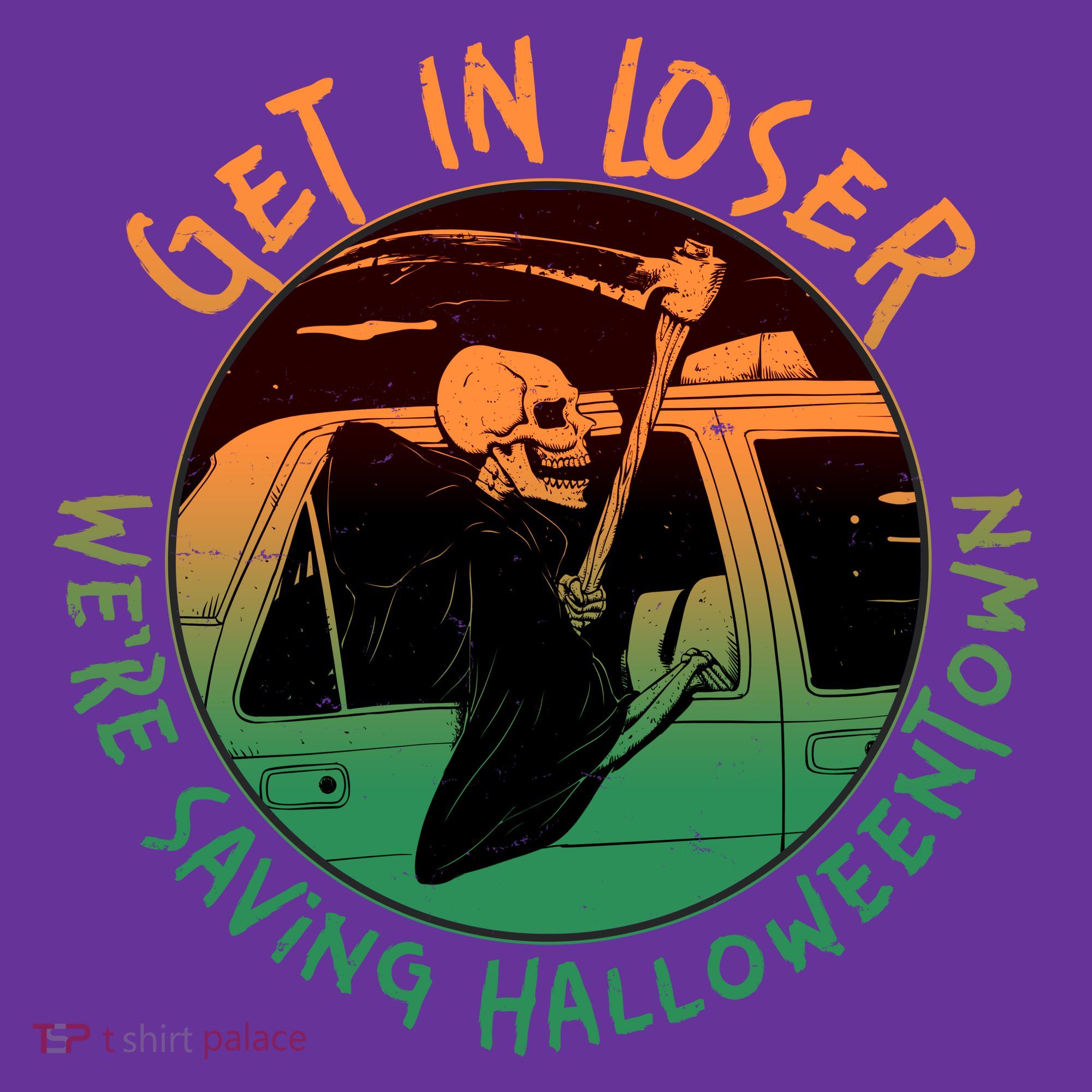 Funny Halloween Get In Loser We're Saving Halloweentown Grim Reaper Skeleton Sweatshirt
