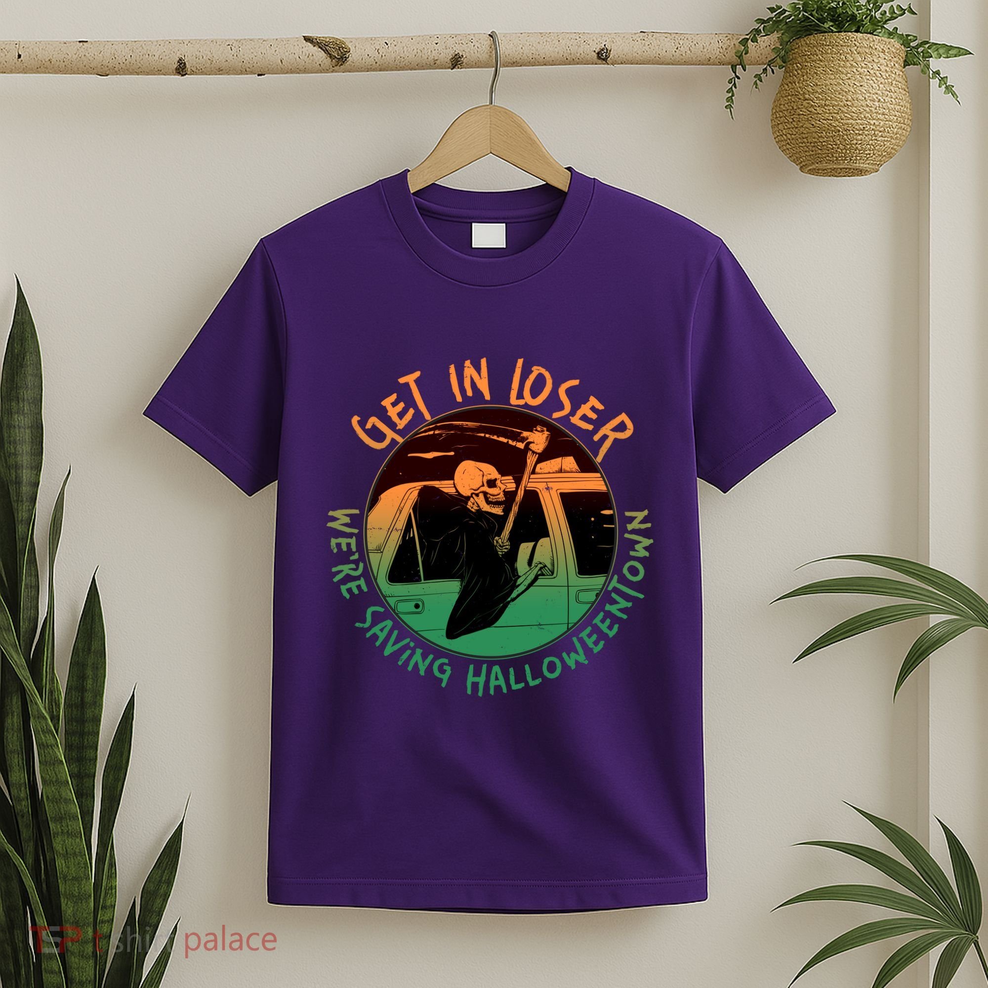 Funny Halloween Get In Loser We're Saving Halloweentown Grim Reaper Skeleton T-Shirt