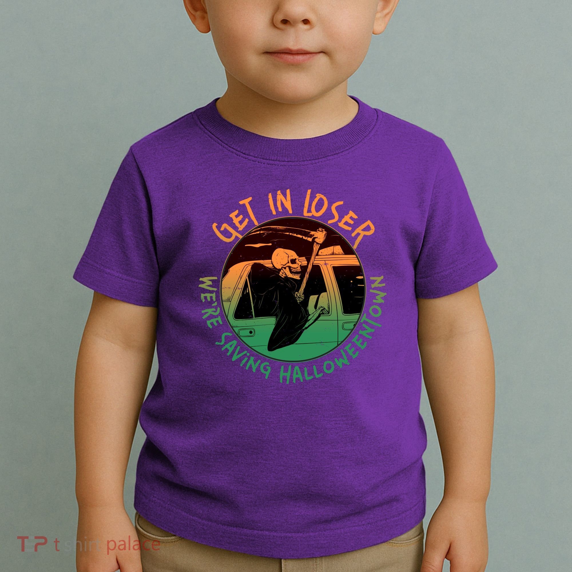 Funny Halloween Get In Loser We're Saving Halloweentown Grim Reaper Skeleton Toddler T-Shirt