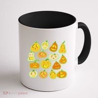 Funny Halloween Glowing Jackolantern Pumpkin Faces Coffee Mug thumb 1