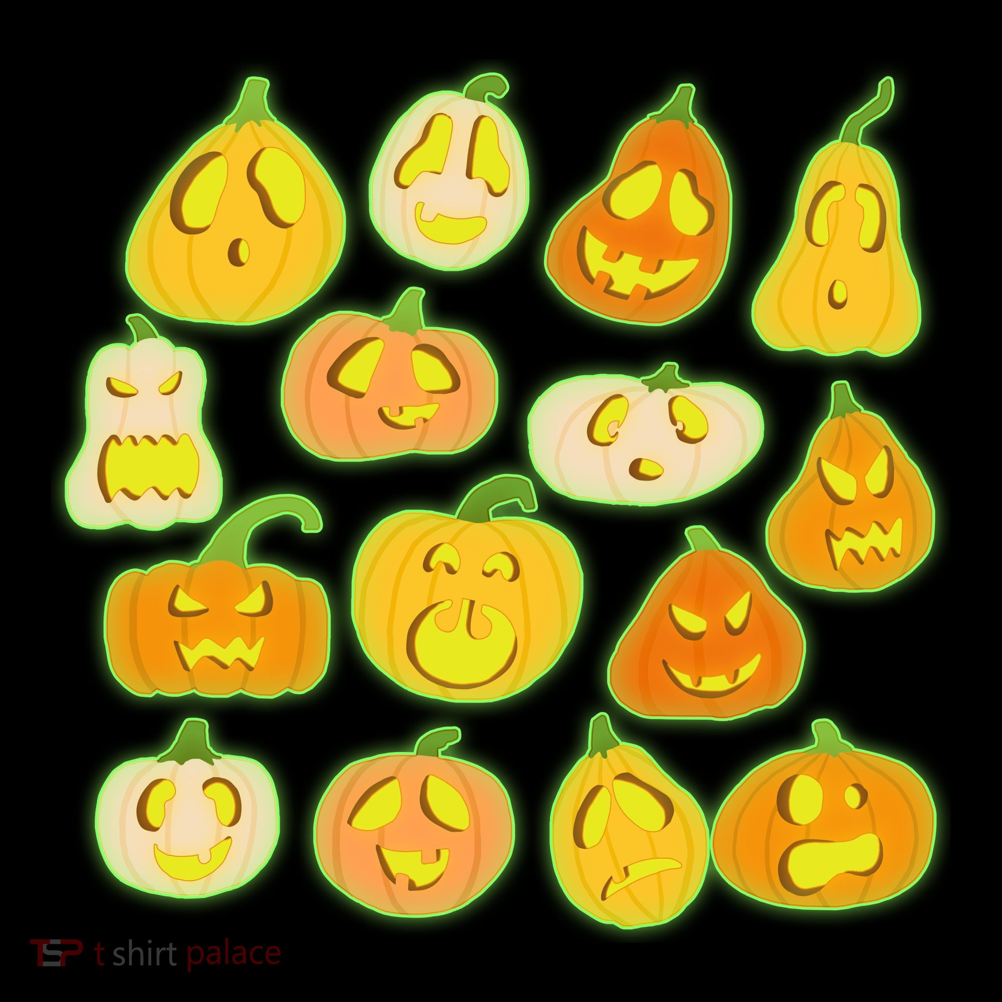 Funny Halloween Glowing Jackolantern Pumpkin Faces Coffee Mug