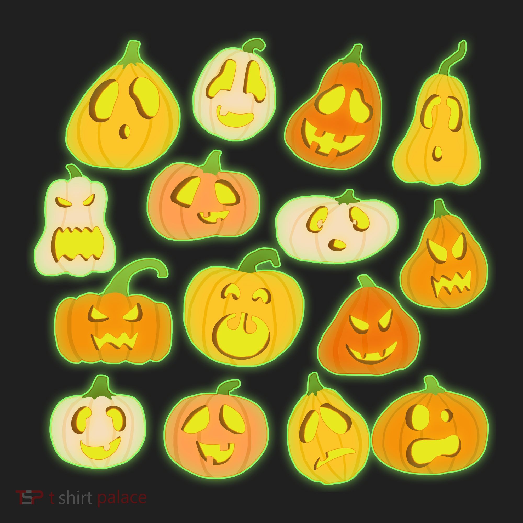 Funny Halloween Glowing Jackolantern Pumpkin Faces Tumbler