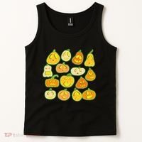 Funny Halloween Glowing Jackolantern Pumpkin Faces Tank Top thumb 2