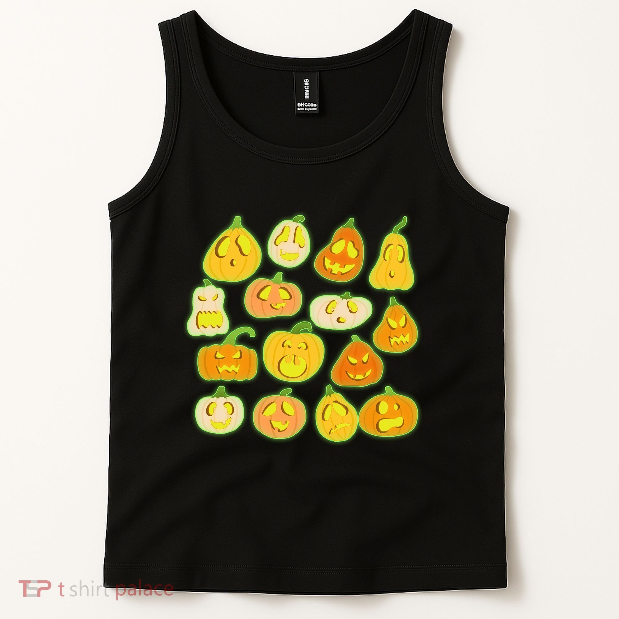 Funny Halloween Glowing Jackolantern Pumpkin Faces Tank Top