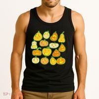 Funny Halloween Glowing Jackolantern Pumpkin Faces Tank Top thumb 3