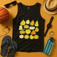 Funny Halloween Glowing Jackolantern Pumpkin Faces Tank Top thumb 4