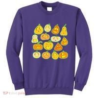 Funny Halloween Glowing Jackolantern Pumpkin Faces Sweatshirt thumb 0