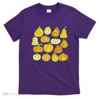 Funny Halloween Glowing Jackolantern Pumpkin Faces T-Shirt thumb 0