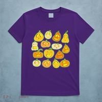 Funny Halloween Glowing Jackolantern Pumpkin Faces T-Shirt thumb 5