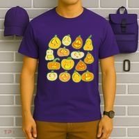 Funny Halloween Glowing Jackolantern Pumpkin Faces T-Shirt thumb 6