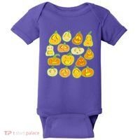 Funny Halloween Glowing Jackolantern Pumpkin Faces Baby Bodysuit thumb 0