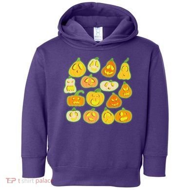 Funny Halloween Glowing Jackolantern Pumpkin Faces Toddler Hoodie