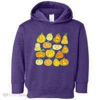 Funny Halloween Glowing Jackolantern Pumpkin Faces Toddler Hoodie thumb 0