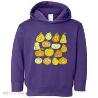 Funny Halloween Glowing Jackolantern Pumpkin Faces Toddler Hoodie thumb 0