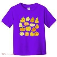 Funny Halloween Glowing Jackolantern Pumpkin Faces Toddler T-Shirt thumb 0