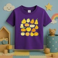 Funny Halloween Glowing Jackolantern Pumpkin Faces Toddler T-Shirt thumb 3