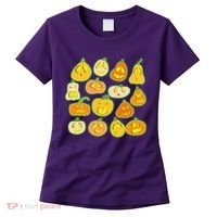 Funny Halloween Glowing Jackolantern Pumpkin Faces Women's T-Shirt thumb 0