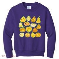 Funny Halloween Glowing Jackolantern Pumpkin Faces Kids Sweatshirt thumb 0