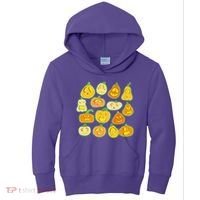 Funny Halloween Glowing Jackolantern Pumpkin Faces Kids Hoodie thumb 0
