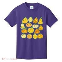 Funny Halloween Glowing Jackolantern Pumpkin Faces Kids T-Shirt thumb 0