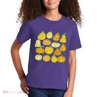 Funny Halloween Glowing Jackolantern Pumpkin Faces Kids T-Shirt thumb 2