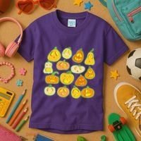 Funny Halloween Glowing Jackolantern Pumpkin Faces Kids T-Shirt thumb 3
