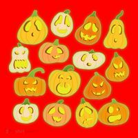 Funny Halloween Glowing Jackolantern Pumpkin Faces Santa Hat thumb 1