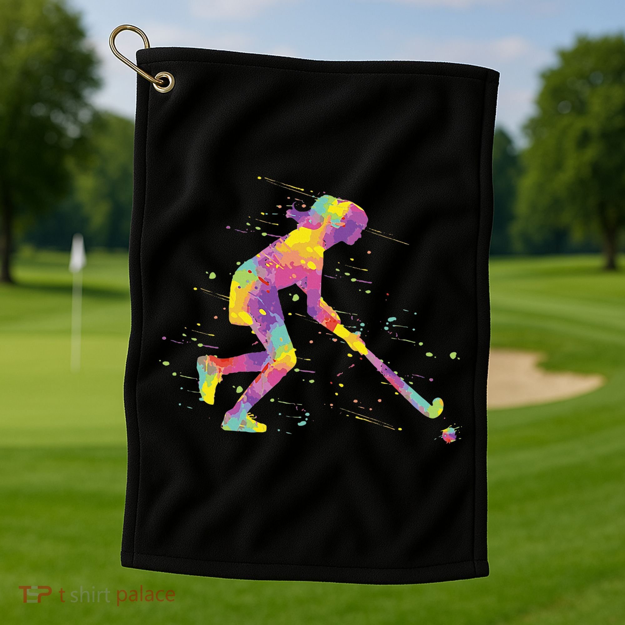Field Hockey Girl Golf Towel